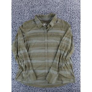 REI Long Sleeve Button Up Shirt Womens XL Nylon‎ Blend Side Panel Outdoor Hiking